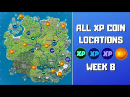 With each gold xp coin granting a significant 15,000 xp, collecting all of the coins denoted on the map above is certainly a great way for players to make some serious progress on fortnite's season 3 battle pass. Fortnite Week 8 Xp Coins All Gold Purple Blue And Green Coin Locations In Chapter 2 Season 3