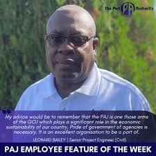 Our #PortAuthorityJa Employee of the Week feature is from Mr. Leonard Bailey,  who has been with us for 13 years as the Senior Project Civil Engineer.  Here's what he has to say