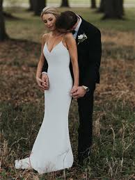 Mermaid Spaghetti Straps V Back Simple Cheap Wedding Dresses Wd0390 Boho Bridal Dress V Neck Wedding Dress Wedding Dresses Satin