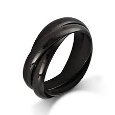 Engravable Black Plate Triple Roll Russian Wedding Ring Russian Wedding Ring Mens Wedding Rings Black Wedding Rings