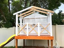 Learn how to build an elevated backyard playhouse, so you can keep the kids entertained. Our Diy Playhouse The Roof Houseful Of Handmade
