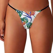 Amazon.com : Tropical Floral Jungle Leaves Bird Women's Bikini Thong Low  Waist G-String Hot T-Back Seamless Underwear XS : Sports & Outdoors