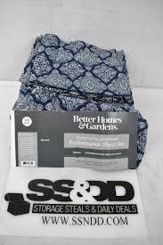 Tumble dry low and do not bleach. Bh G 400 Tc Hygro Cotton Performance Bedding Sheet Set Queen Navy Ogee Estatesales Org