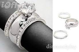 Silver Bridal Wedding Ring Set 3 Rings 6 50ct Rd Sz 9 Wedding Rings Wedding Ring Sets Engagement Rings