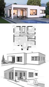 bungalow prefabrique de style bauhaus moderne avec toit plat 3 plans de maison bungalow plan maison moderne maison architecte moderne