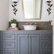 Do you assume bathroom vanity backsplash ideas seems great? Gray Stone Bath Vanity Backsplash Design Ideas