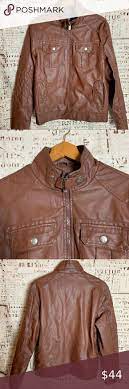 Xr Xray Jeans Moto Faux Brown Leather Jacket Coat Leather Jacket Brown Leather Jacket Coats Jackets