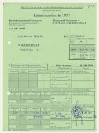 Die lohnsteuer wird von arbeitgebern an das finanzamt gezahlt und wird gleich monatlich vom bruttogehalt abgezogen. Dokument Lohnsteuerkarte 1970 Digitales Stadtteilarchiv Linden Limmer
