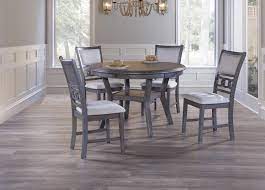 Shop from a variety of table styles including; New Classic Gia Gray 401217016 Dining Table And Chair Set With 4 Chairs And Circle Motif Sam Levitz Furniture Dining 5 Piece Sets