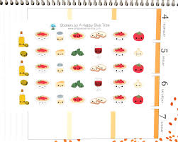 Happy Spaghetti Foodie Stickers Erin Condren Life Planner ECLP Mambi  Personal A5 A6 Plum Kikkik Kawaii Cute Italian Olive Oil Garlic Bread