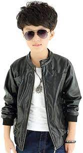 Amazon Com Getuback Boy S Fit Short Faux Leather Jacket With Pocket 8t Black Thin Clothing Boy Outerwear Bomber Jacket Fall Jackets