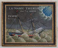 It is given in fulfillment of a vow (hence the latin term, short for ex voto suscepto, from the vow made) or in gratitude or devotion. Datei Peinture Ex Voto Marie Therese Dans L Eglise Sainte Catherine De La Flotte Jpg Wikipedia