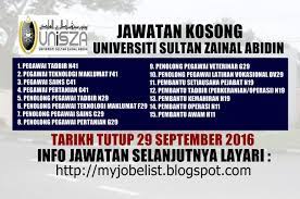 Jawatan kosong lap lembaga air perak 26 oktober 2017 jawatan. Jawatan Kosong Unisza 2017 Malaybkim