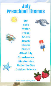 July Preschool Themes With Lesson Plans And Activities Natural Beach Living Lesson Plans For Toddlers Toddler Lessons Summer Preschool Activities