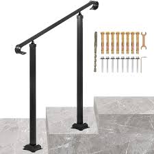 I didn't get any actual work done on my porch this weekend, but i did do a lot of dreaming and planning! Buy Vevor Fit 1 Or 2 Steps Wrought Iron Handrail Outdoor Stair Railing Adjustable Front Porch Hand Rail Black Transitional Hand Railings For Concrete Steps Or Wooden Stairs With Installation Kit Online In