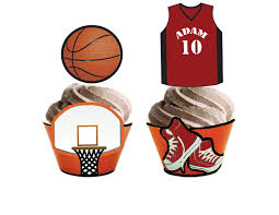 Basketball Cupcake Toppers Wrappers Personalized Printables Cupcakemakeover Basketball Cupcakes Basketball Birthday Parties Basketball Boyfriend