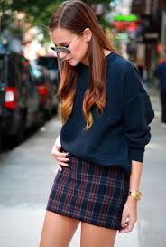 plaid skirt navy blue backtoschool miniskirt outfits fashion cute fall outfits