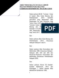 Saya dengan ini mengesahkan bahawa barang yang diprihalkan di atas adalah. Wa 25 380 12 2019 Asiaspace Sdn Bhd V Ketua Pengrah Kastam Dan Eksais Jurisdiction Justice