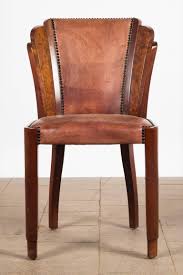 Set Of Six Art Deco Dining Chairs In Walnut Burl And Cognac Leather Art Deco Dining Chair Art Deco Chair Dining Chairs