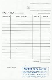 Ketika akan melakukan sebuah transaksi dengan tunai atau kontan pasti kedua belah pihak membutuhkan alat bukti transaksi yaitu berupa nota. Contoh Nota Rumah Makan Word