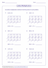 lattice multiplication worksheets and grids