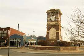 The Clock Tower In The Center Of The Roundabout In Wichita S Historic Delano District In The Background Is The Monarch A Sp Wichita City Landmark Clock Tower