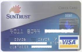 The suntrust visa debit card comes with a zero liability promise. Bank Card Suntrust Visa Suntrust United States Of America Col Us Vi 0675