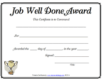 Award Certificate Job Well Done Certificate Templates Well Done Card Certificate Of Achievement Template