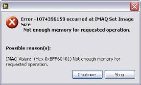 Not enough memory installed in the computer ensure the computer meets the minimum system requirements of the software that you are trying to run. Why Do I Receive Error 1074396159 Not Enough Memory In My Vision Application National Instruments