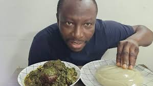 ASMR delicious vegetable soup with pounded yam fufu #eatingasmr #mukbang  #asmr
