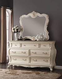 Marquee Traditional Pearl White Genuine Marble Top Dresser And Mirror King Size Bedroom Sets Meridian Furniture Furniture