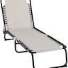 For long days at the beach or by the pool, folding lawn chairs, like a chaise lounge, are great for sunbathing. 1
