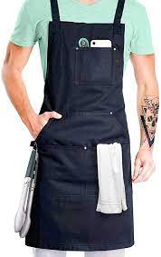 Amazon Com Professional Grade Chef Apron For Cooking Kitchen Bbq And Grill Black With Towel Loop Tool Pockets Quick R Aprons For Men Chef Apron Apron