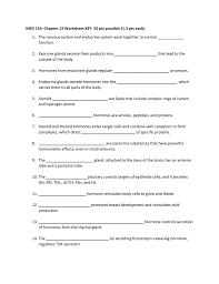 Med 154 Chapter 13 Worksheet Key 50 Pts Possible 1 3 Pts Each