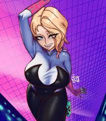 alternate breast size female gwen stacy marvel spider-gwen  spider-man: across the spider-verse spider-man (series) yaki chun 