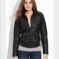 Michael Kors 100 Authentic Leather Jacket Leather Jackets Women Leather Bomber Jacket Basic Jackets