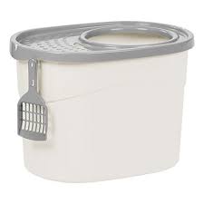 Iris Top Entry Cat Litter Box With Scoop White Gray Cat Litter Cat Litter Box Litter Box