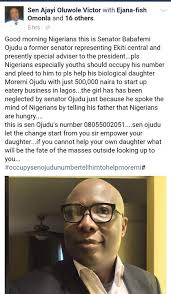 Senator Ojudu Abandons Daughter, Moremi Ojudu Over Facebook Post