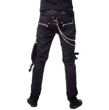 Men Buckle Straps Chains Zip Bondage Pants