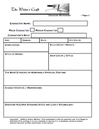 Create A Character Worksheet Character Worksheets Writer Workshop Writer Problems