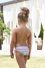Bañadores, colección viva, niña etiquetas: Maricruz Moda Infantil Girls Floral Print Bikini Bottoms Coral Pink Tulle Ruffles Missbaby