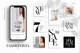 Realistic free instagram ads mockup. Fashionista I Instagram Templates 20 Off In Social Media Templates On Yellow Images Creative Store