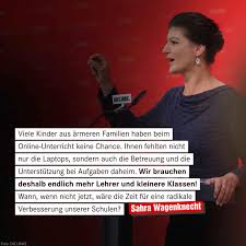 Linkenfraktionschefin sahra wagenknecht zieht sich aus der führung der bewegung aufstehen zurück. Sahra Wagenknecht 500 Millionen Euro Stellte Der Bund Im Juli Zur Beschaffung Von Laptops Fur Bedurftige Schuler Bereit Zehn Bundeslander Haben Die Mittel Bereits Ausgeschopft Ein Grund Zum Feiern Der Ach