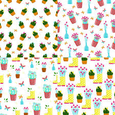 Seamless floral pattern set free vector. Set Seamless Pattern With Different Flowers In Pots Cute Baby Print Floral Spring Pattern In Cartoon Styl Multicolored Cacti In Pots Hand Draw Vector 2157746 Vector Art At Vecteezy