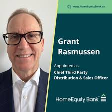 We're thrilled to announce that Grant Rasmussen will join HomeEquity Bank  in the role of Chief Third Party Distribution & Sales Officer, effective  April 1.
