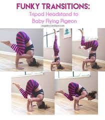 Funky Transitions Tripod Headstand To Baby Flying Pigeon Yoga By Candace Advanced Yoga Headstand Yoga Ashtanga Yoga