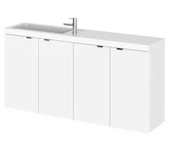 If you're designing a more compact bathroom, choose a slimline vanity unit to slot neatly beneath your small sink. Hudson Reed Fusion 1000mm Wall Hung 4 Door Slimline Vanity Unit And Basin Cbi143