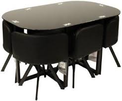 Charles Jacobs Dining Table With Six Chairs Set In Black Round Tempered Glass Space Saver New 2016 C Space Saving Dining Table Dining Table Dining Room Spaces