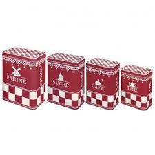 Set De 4 Boites Gigognes Metal Deco Damier Rouge Comptoir De Famille Comptoir De Famille Boites De Cuisine Boite