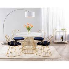 Canary Contemporary Glam Dining Table Gold White Lumisource Contemporary Round Dining Table Contemporary Dining Chairs Dining Table Gold